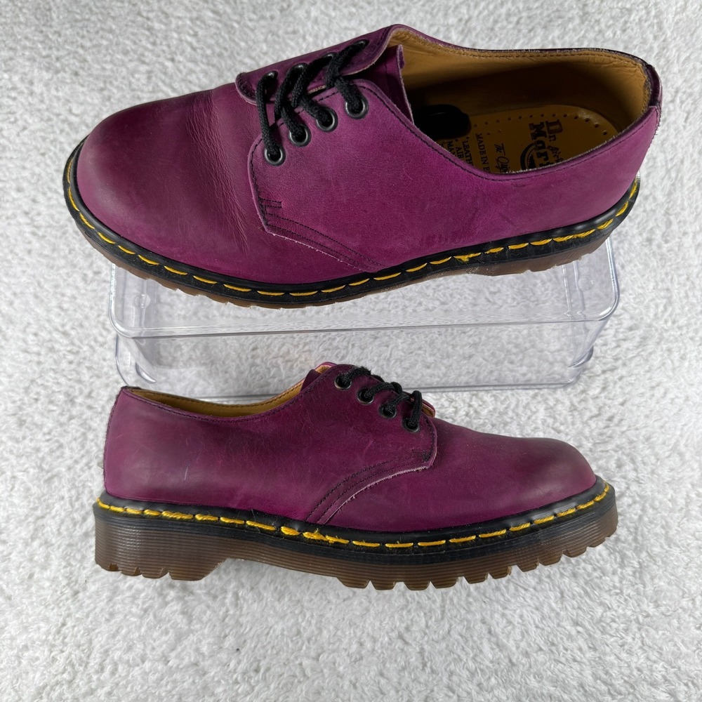 Vintage Dr Martens Made in England Pink Purple Chunky Leather Shoes Women's Sz 7